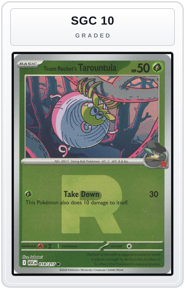 Graded - Team Rocket's Tarountula (Team Rocket) — SGC 10 graded overlay