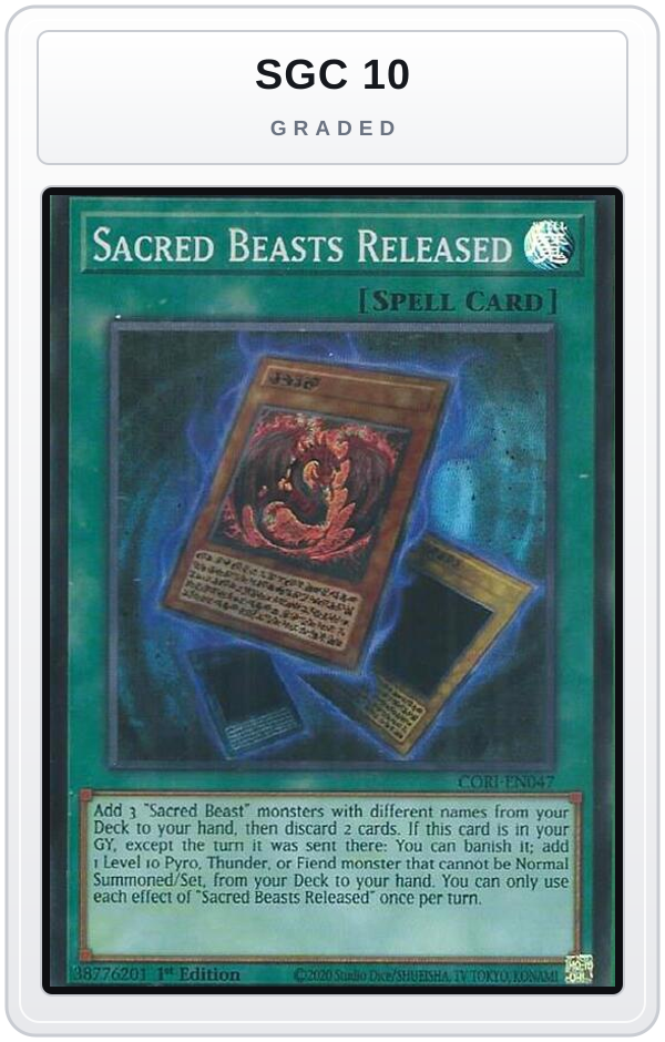 Graded - Sacred Beasts Released — SGC 10 graded overlay