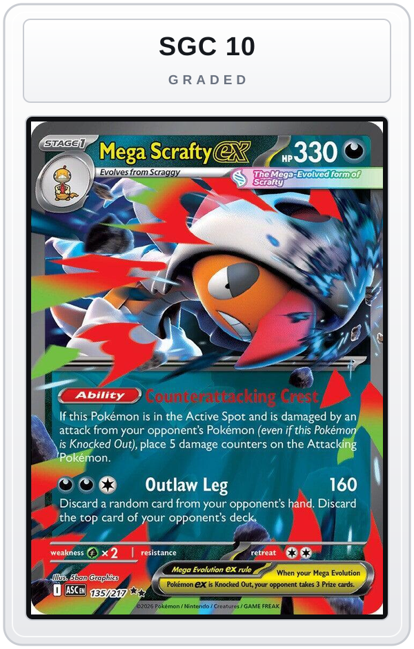 Graded - Mega Scrafty ex - 135/217 — SGC 10 graded overlay