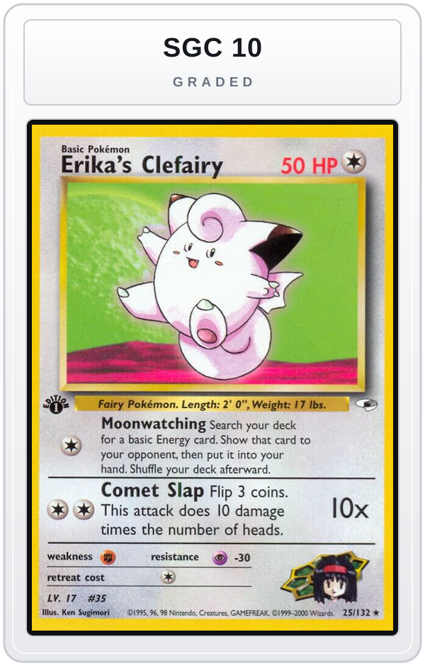 Graded - Erika's Clefairy — SGC 10 graded overlay
