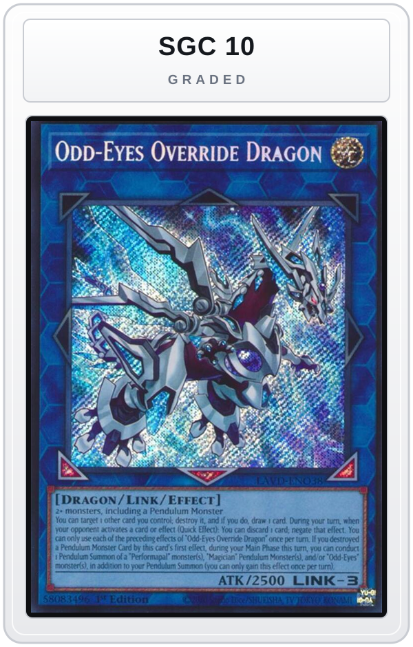 Graded - Odd-Eyes Override Dragon (Secret Rare) — SGC 10 graded overlay