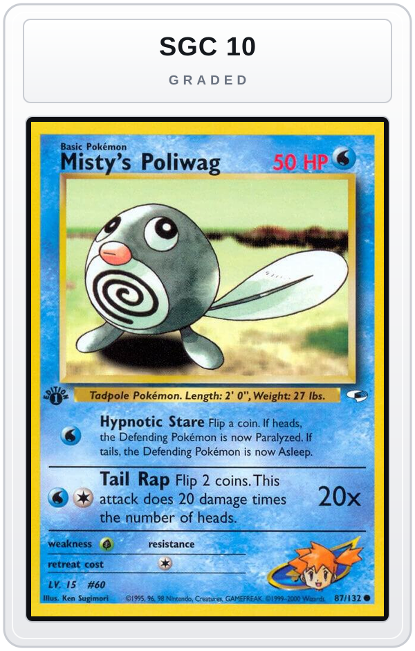 Graded - Misty's Poliwag — SGC 10 graded overlay