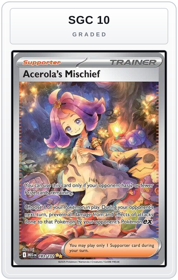 Graded - Acerola's Mischief - 183/132 — SGC 10 graded overlay