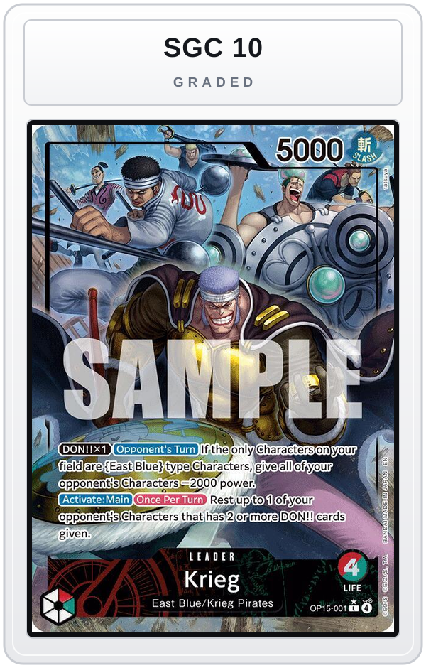 Graded - Krieg (OP15-001) (Alternate Art) — SGC 10 graded overlay