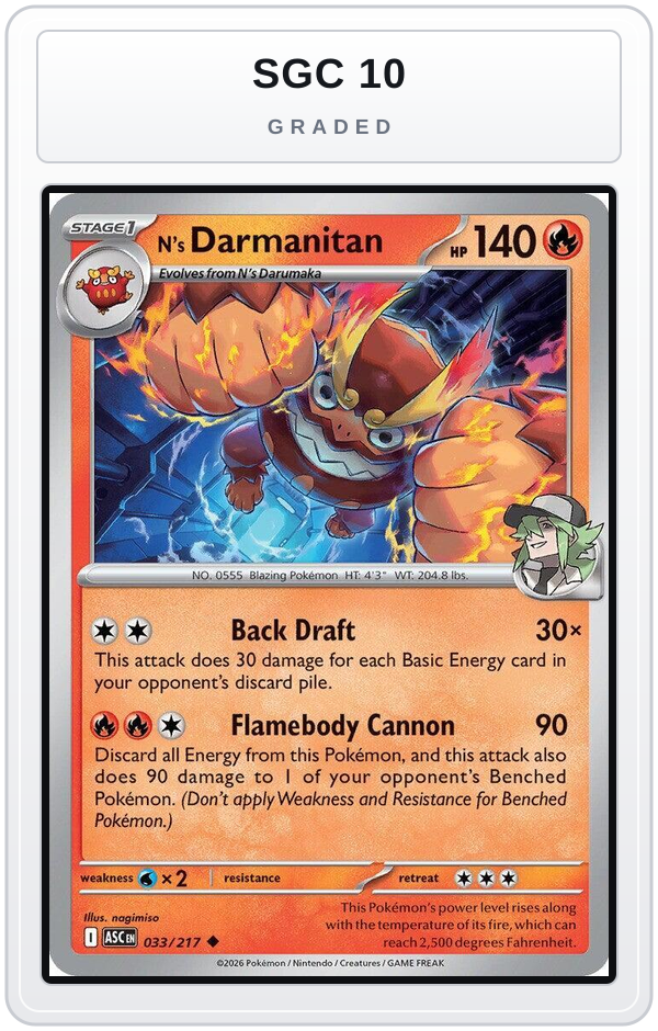 Graded - N's Darmanitan — SGC 10 graded overlay