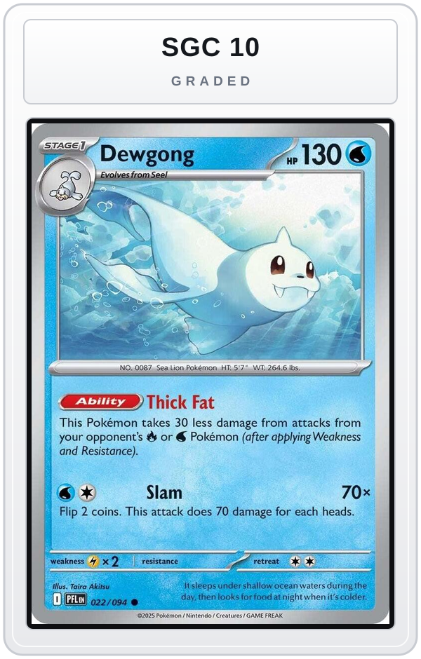 Graded - Dewgong - 022/094 — SGC 10 graded overlay
