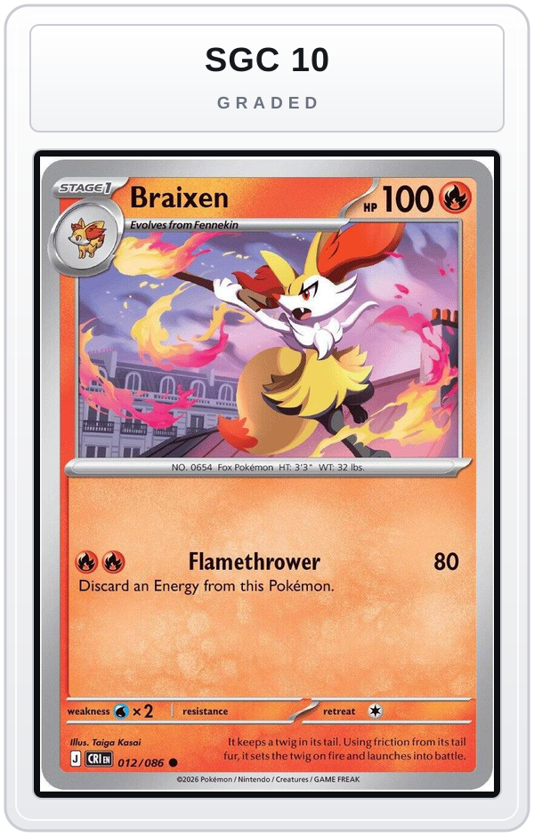 Graded - Braixen — SGC 10 graded overlay