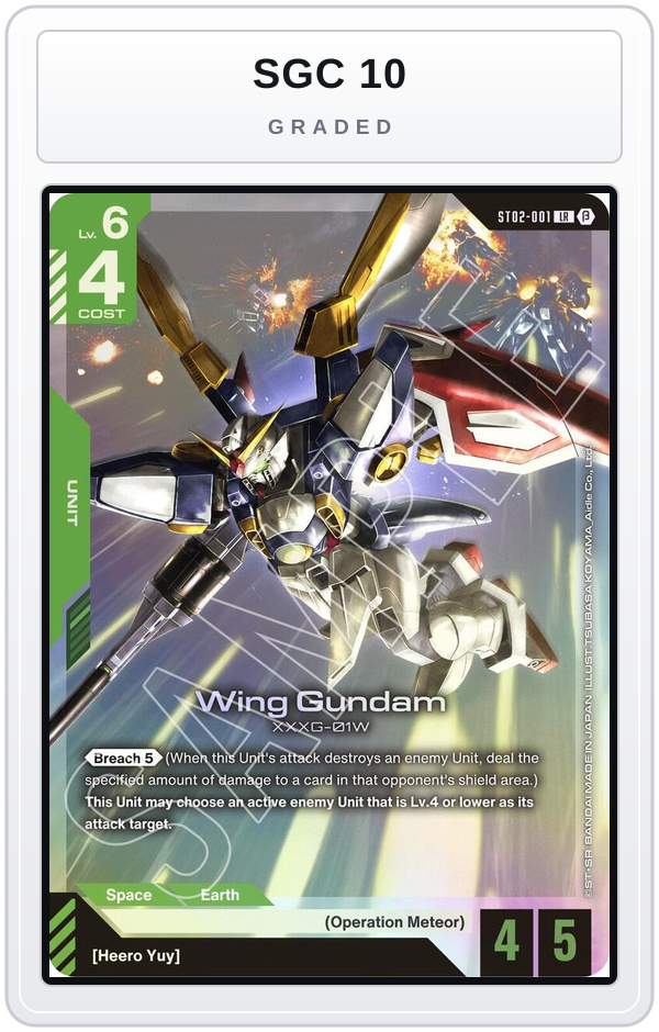 Graded - Wing Gundam (ST02-001) — SGC 10 graded overlay