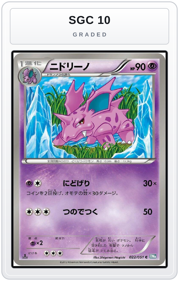 Graded - Nidorino — SGC 10 graded overlay