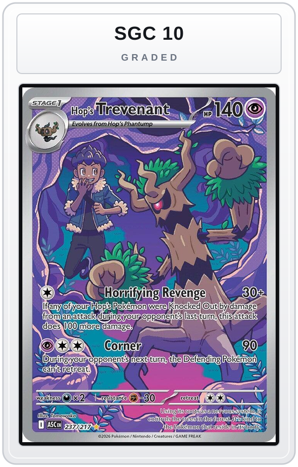 Graded - Hop's Trevenant - 237/217 — SGC 10 graded overlay