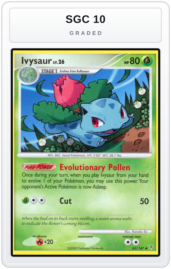 Graded - Ivysaur — SGC 10 graded overlay