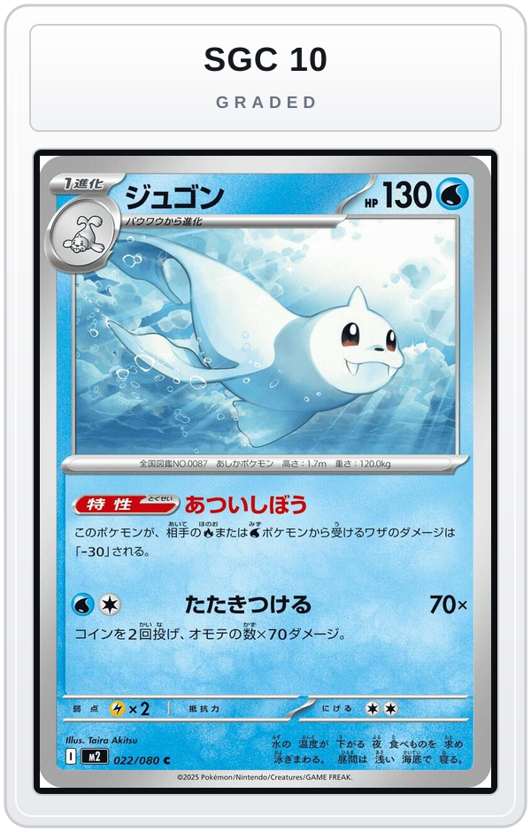 Graded - Dewgong - 022/080 — SGC 10 graded overlay