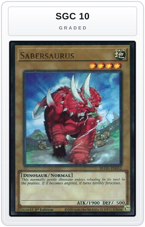 Graded - Sabersaurus — SGC 10 graded overlay