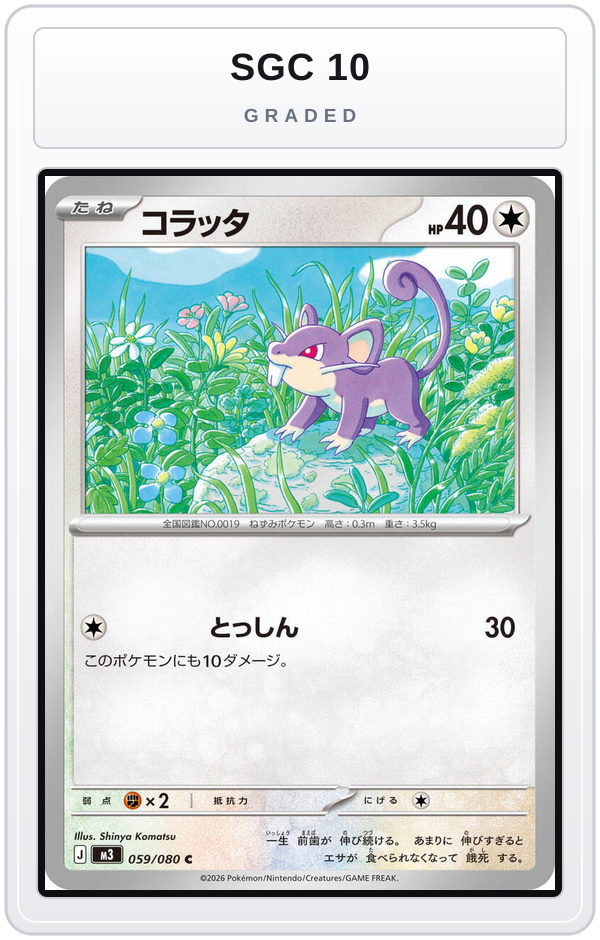 Graded - Rattata — SGC 10 graded overlay
