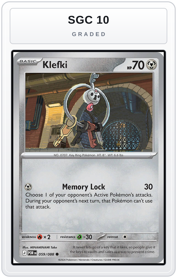 Graded - Klefki — SGC 10 graded overlay