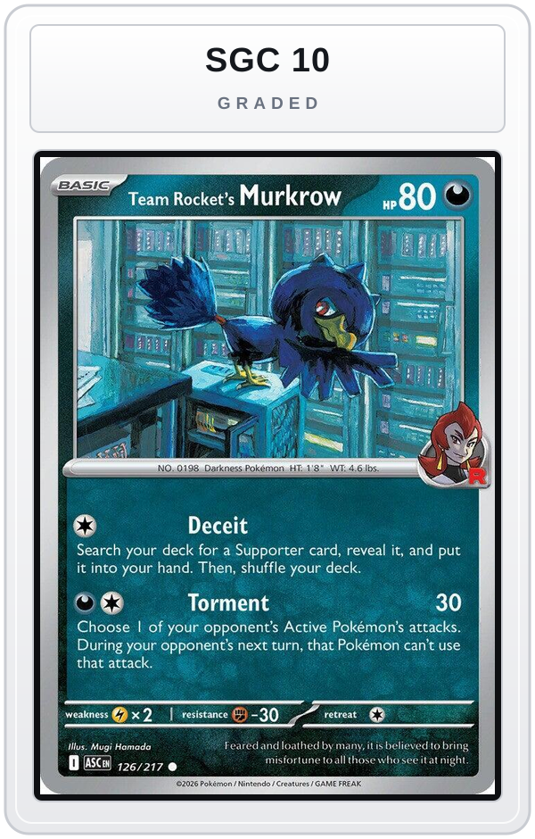 Graded - Team Rocket's Murkrow — SGC 10 graded overlay
