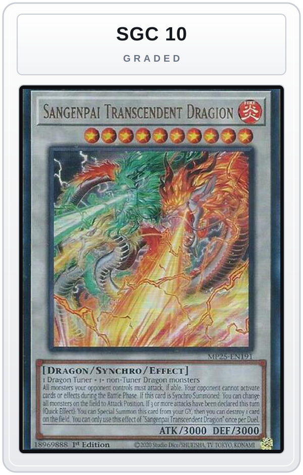 Graded - Sangenpai Transcendent Dragion — SGC 10 graded overlay