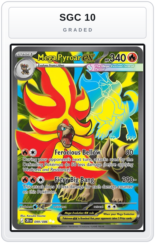 Graded - Mega Pyroar ex - 099/086 — SGC 10 graded overlay