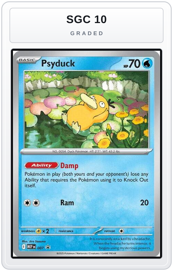 Graded - Psyduck - 007 — SGC 10 graded overlay