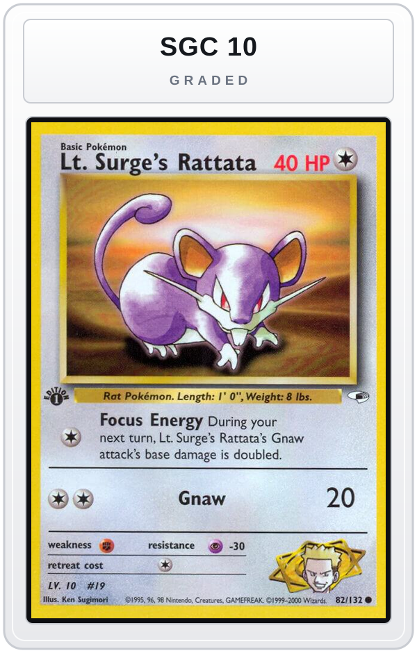 Graded - Lt. Surge's Rattata — SGC 10 graded overlay