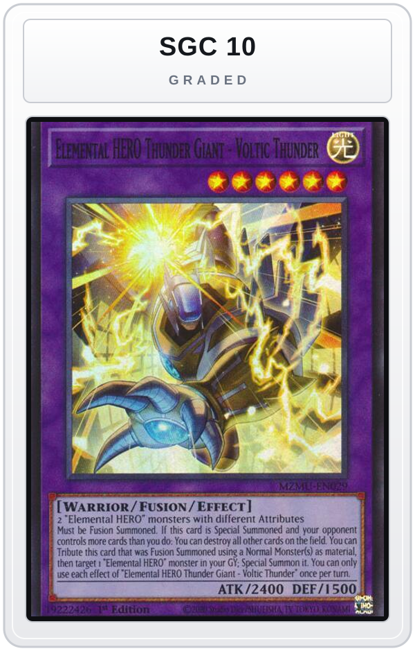 Graded - Elemental HERO Thunder Giant - Voltic Thunder — SGC 10 graded overlay