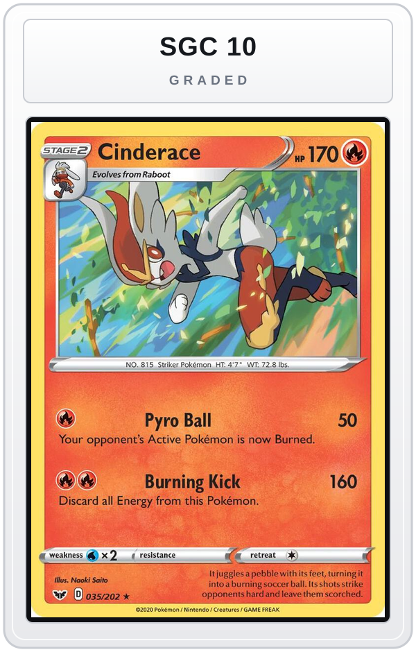 Graded - Cinderace (035) — SGC 10 graded overlay