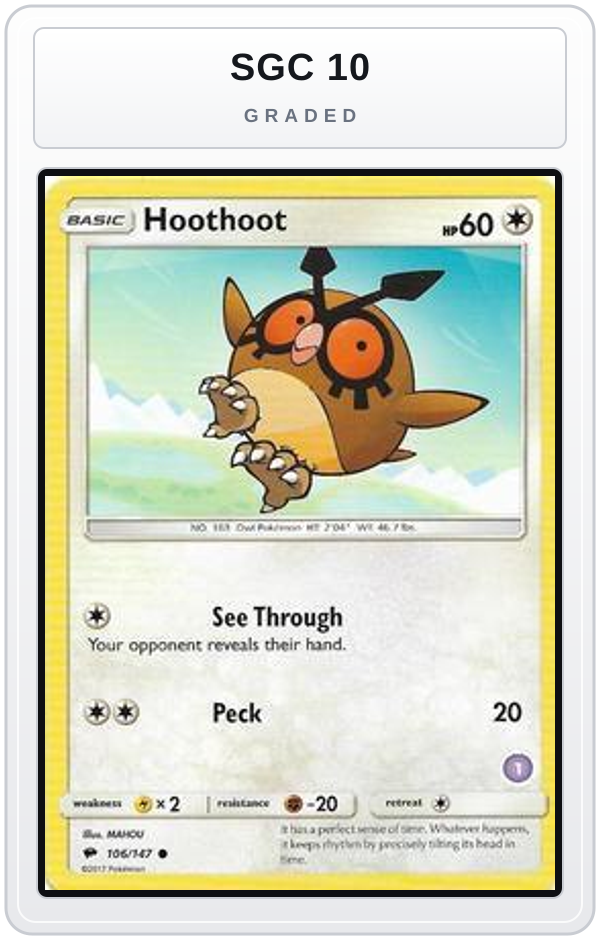 Graded - Hoothoot (1) — SGC 10 graded overlay