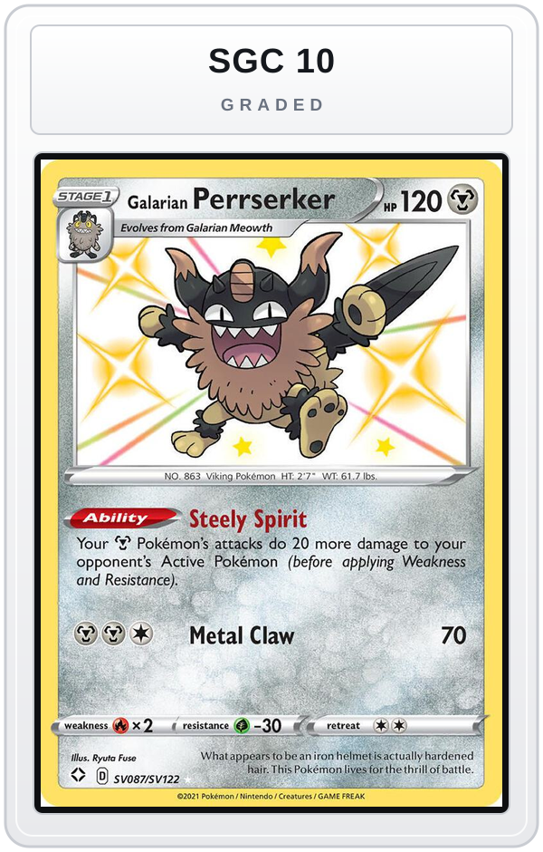 Graded - Galarian Perrserker — SGC 10 graded overlay