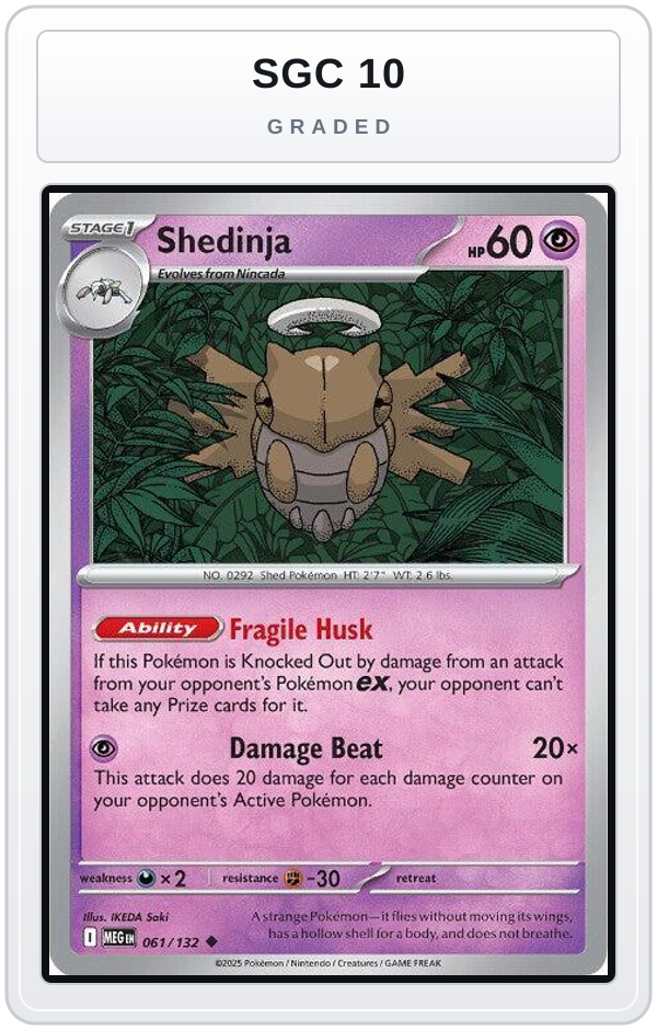 Graded - Shedinja - 061/132 — SGC 10 graded overlay