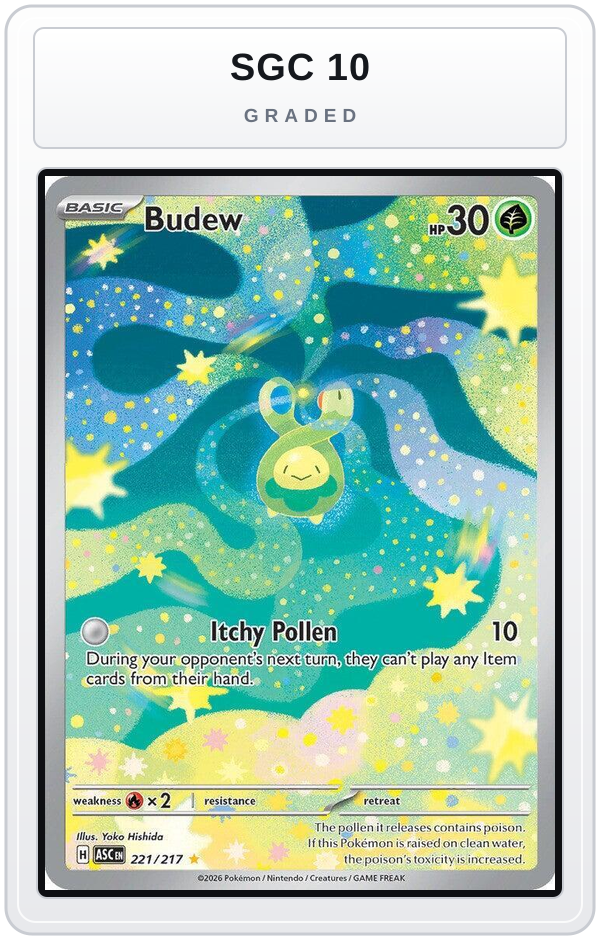 Graded - Budew - 221/217 — SGC 10 graded overlay