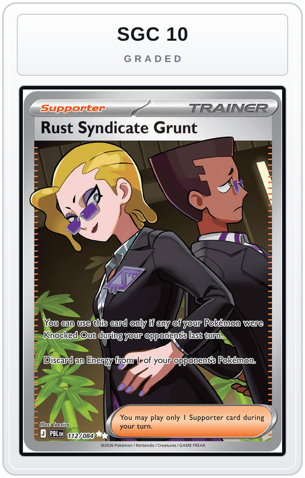 Graded - Rust Syndicate Grunt - 112/084 — SGC 10 graded overlay