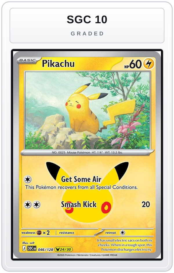Graded - Pikachu - 046/128 — SGC 10 graded overlay