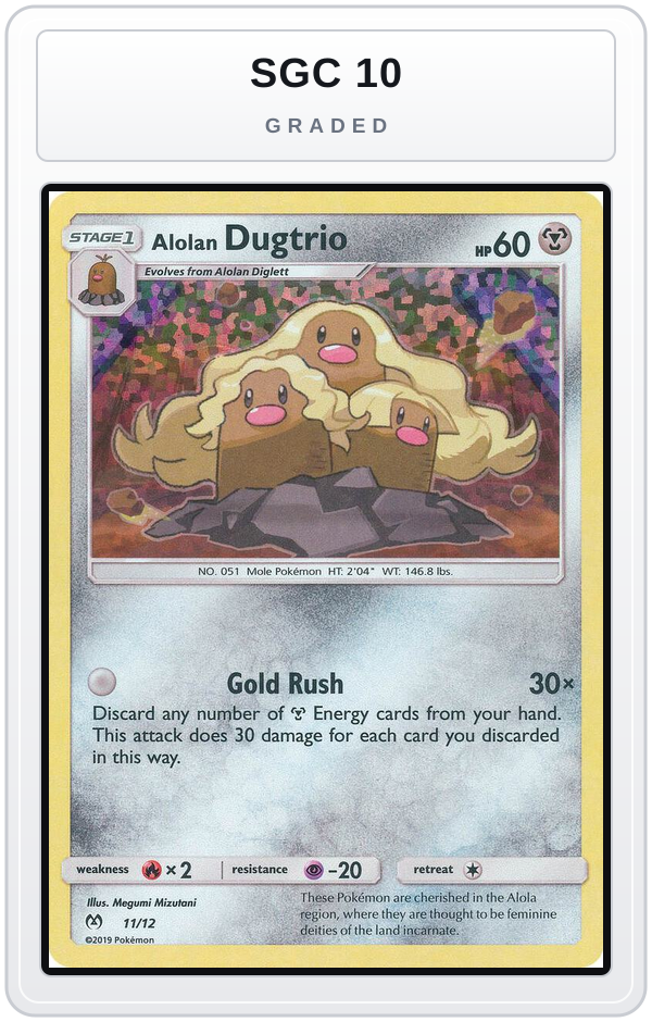 Graded - Alolan Dugtrio - 11/12 — SGC 10 graded overlay