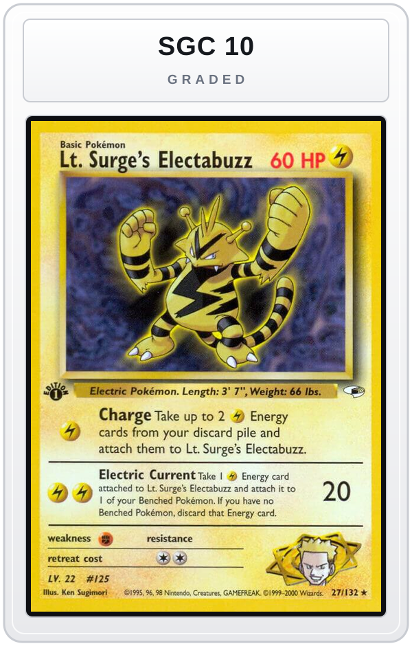 Graded - Lt. Surge's Electabuzz (27) — SGC 10 graded overlay