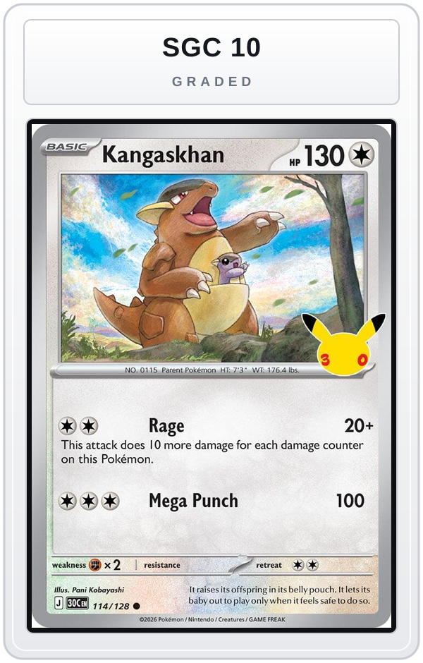 Graded - Kangaskhan — SGC 10 graded overlay