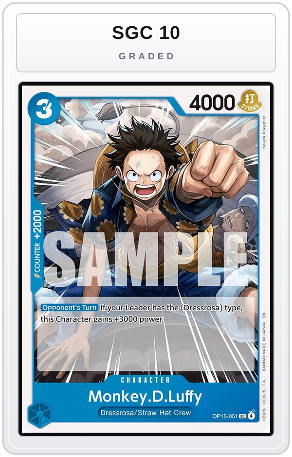 Graded - Monkey.D.Luffy (OP15-051) — SGC 10 graded overlay