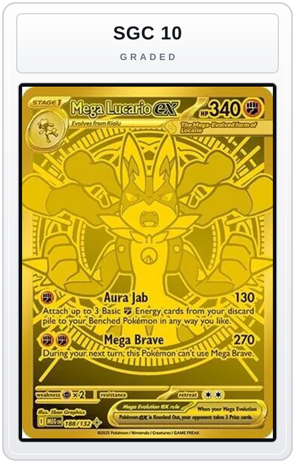Graded - Mega Lucario ex - 188/132 — SGC 10 graded overlay