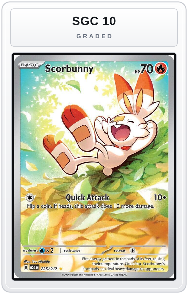 Graded - Scorbunny - 225/217 — SGC 10 graded overlay