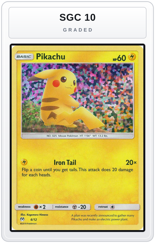 Graded - Pikachu - 6/12 — SGC 10 graded overlay