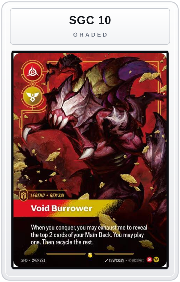 Graded - Rek'sai - Void Burrower (Overnumbered) — SGC 10 graded overlay
