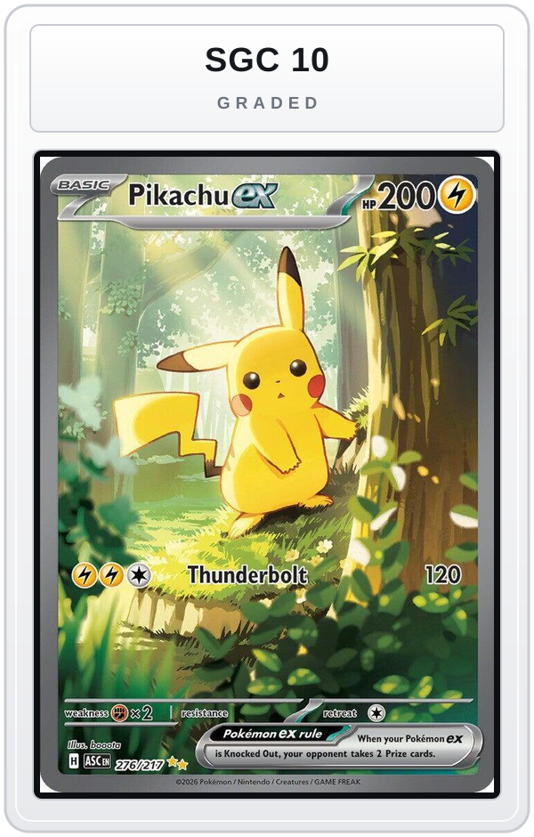 Graded - Pikachu ex - 276/217 — SGC 10 graded overlay
