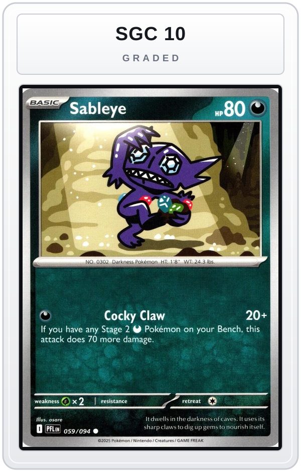 Graded - Sableye — SGC 10 graded overlay