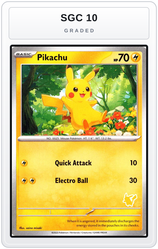 Graded - Pikachu — SGC 10 graded overlay