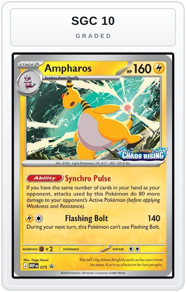 Graded - Ampharos - 075 — SGC 10 graded overlay