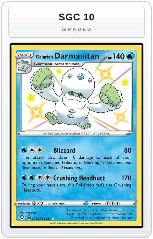 Graded - Galarian Darmanitan — SGC 10 graded overlay
