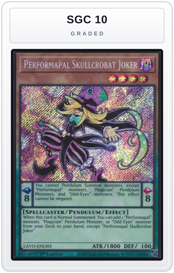Graded - Performapal Skullcrobat Joker (Secret Rare) — SGC 10 graded overlay