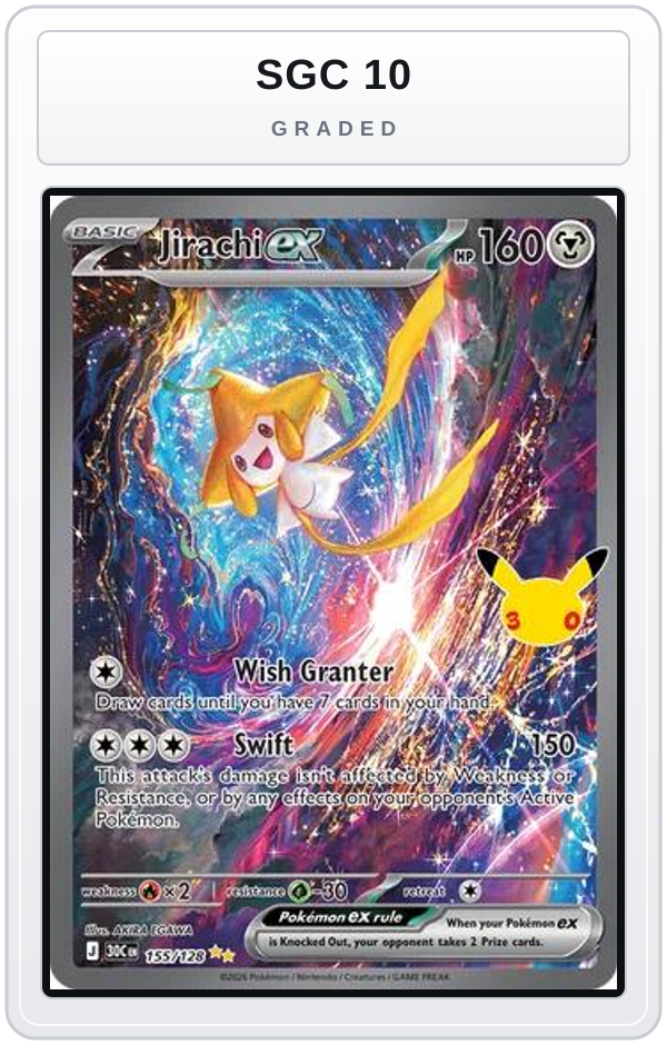 Graded - Jirachi ex - 155/128 — SGC 10 graded overlay