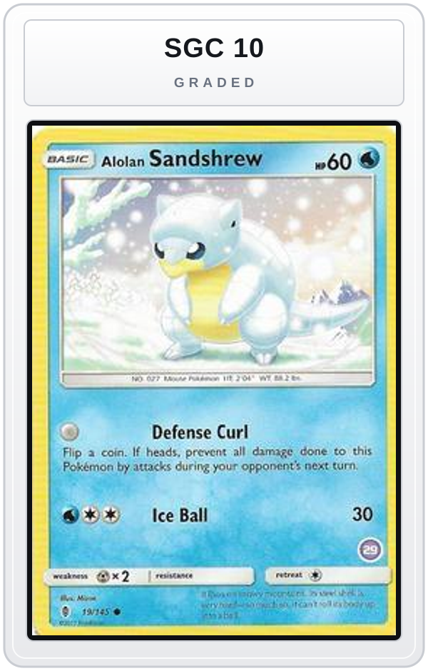 Graded - Alolan Sandshrew (29) — SGC 10 graded overlay