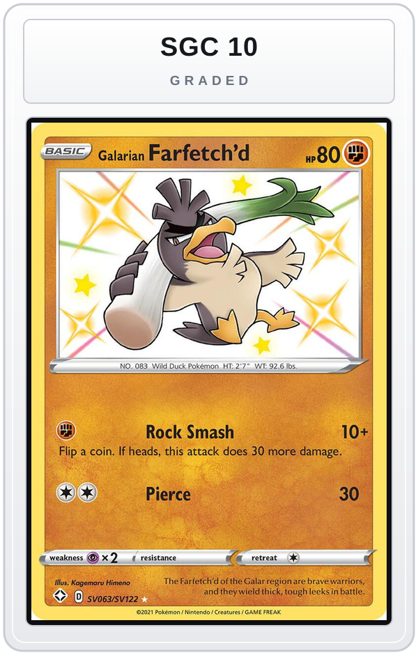 Graded - Galarian Farfetch'd — SGC 10 graded overlay