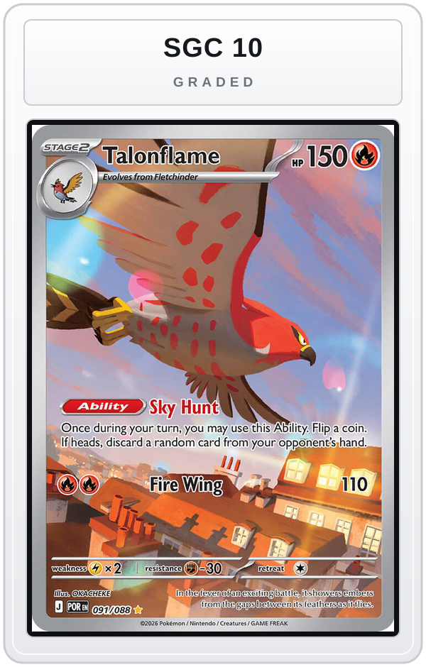 Graded - Talonflame - 091/088 — SGC 10 graded overlay
